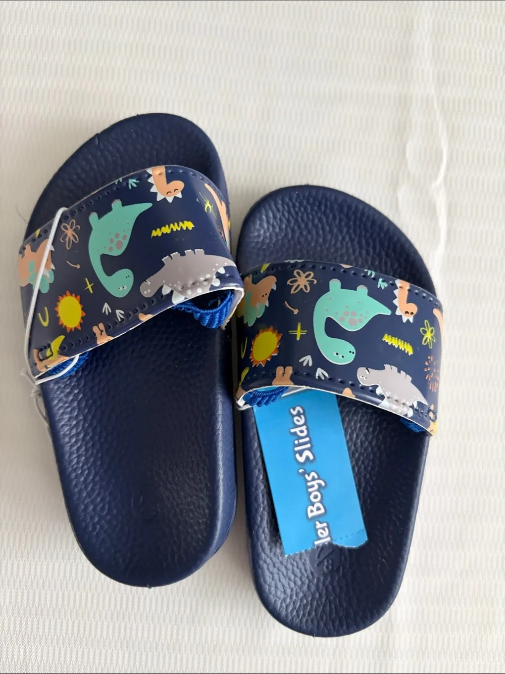 Kids' Navy Dinosaur Slide Sandals